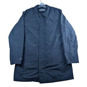 Eddie Bauer Jacket Men Large Tall Black Button Down Removable Liner Trench